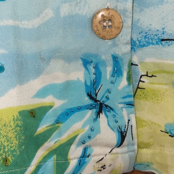 KEREN HERT Blue & Green Sailboat sequins Shirt Sz. S - Picture 16 of 17